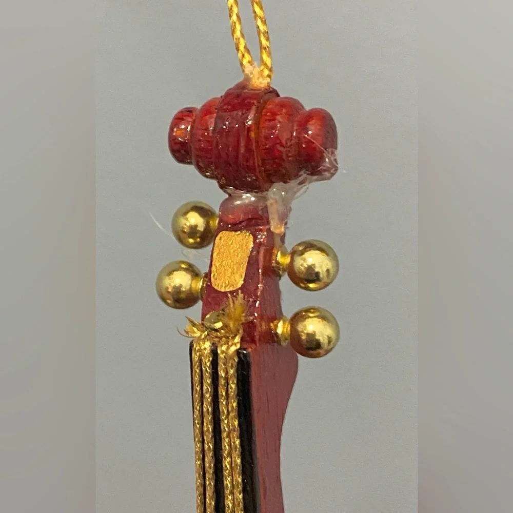Midwest Vintage Wood Violin Set of 3 Holiday Christmas Ornaments